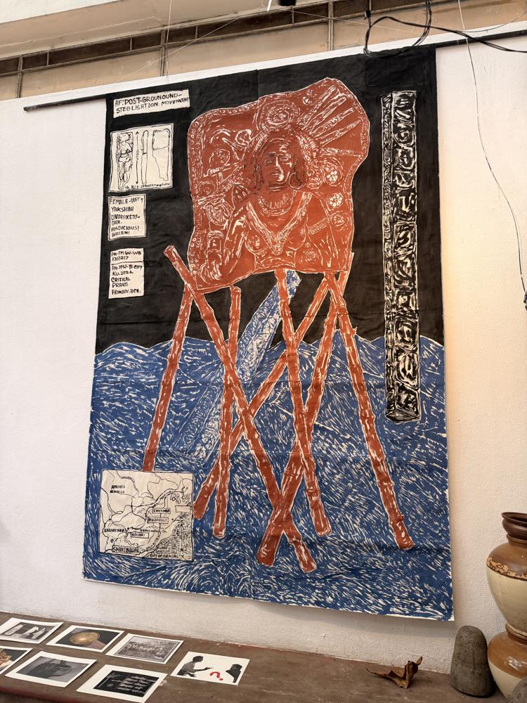 Gallery large linocut print