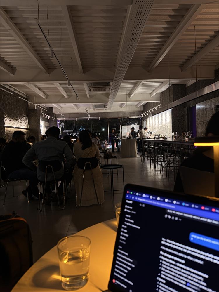 Working on laptop in the evening